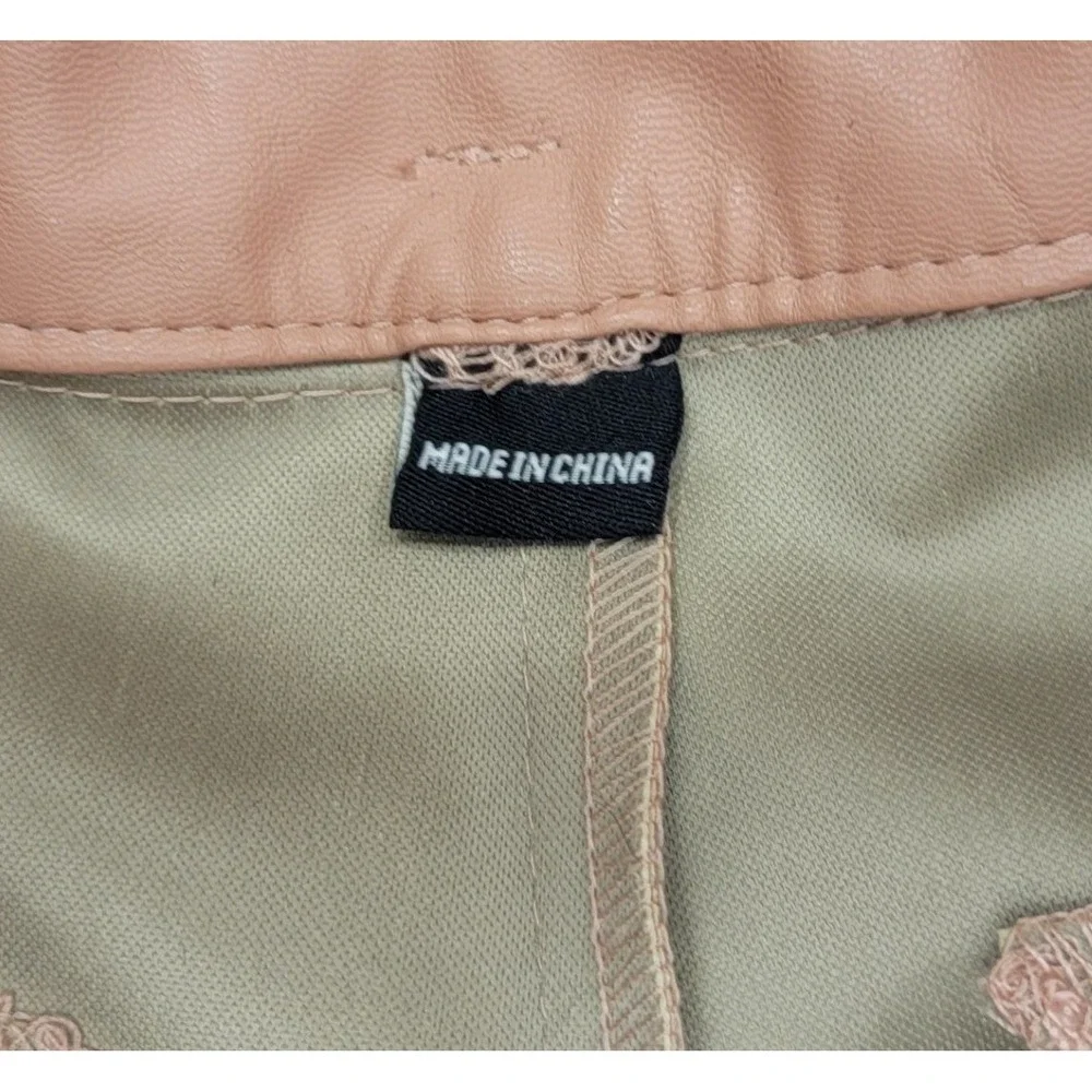 Blank NYC Anthropologie Vegan Leather Tie Waist Pleated Pants Pink Clay Size 28